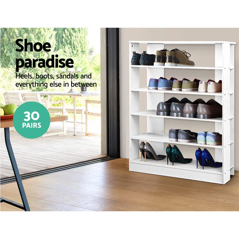 6-Tier White Shoe Rack for 30 Pairs, Eco-Friendly - Artiss