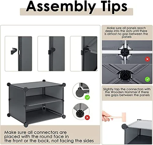 AYSIS DIY Shoe Rack Organizer/Multi-Purpose Plastic 6 Layers Portable and Folding Shoe Rack ^ Grey6Shelf2Door