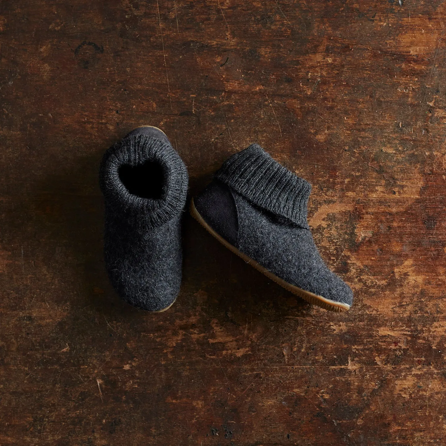 Boiled Wool Tall Slipper boot - Anthracite