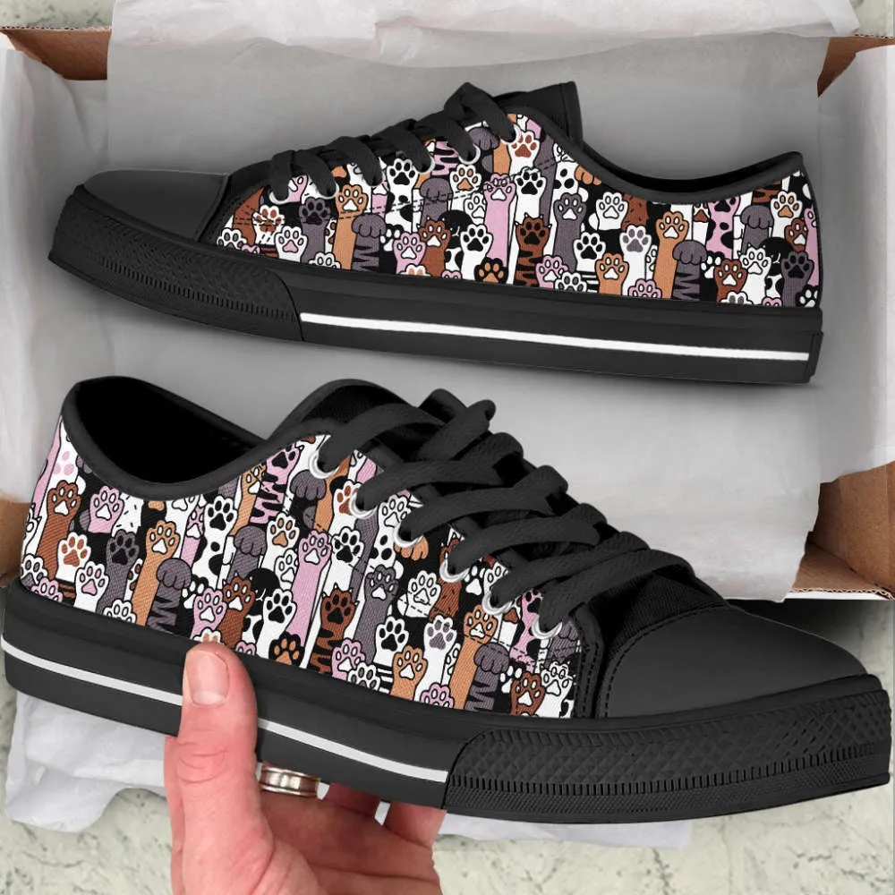 Cat Paw Print Shoes Draw Colors Low Top Shoes Canvas Shoes Print Lowtop, Cat Canvas Shoes