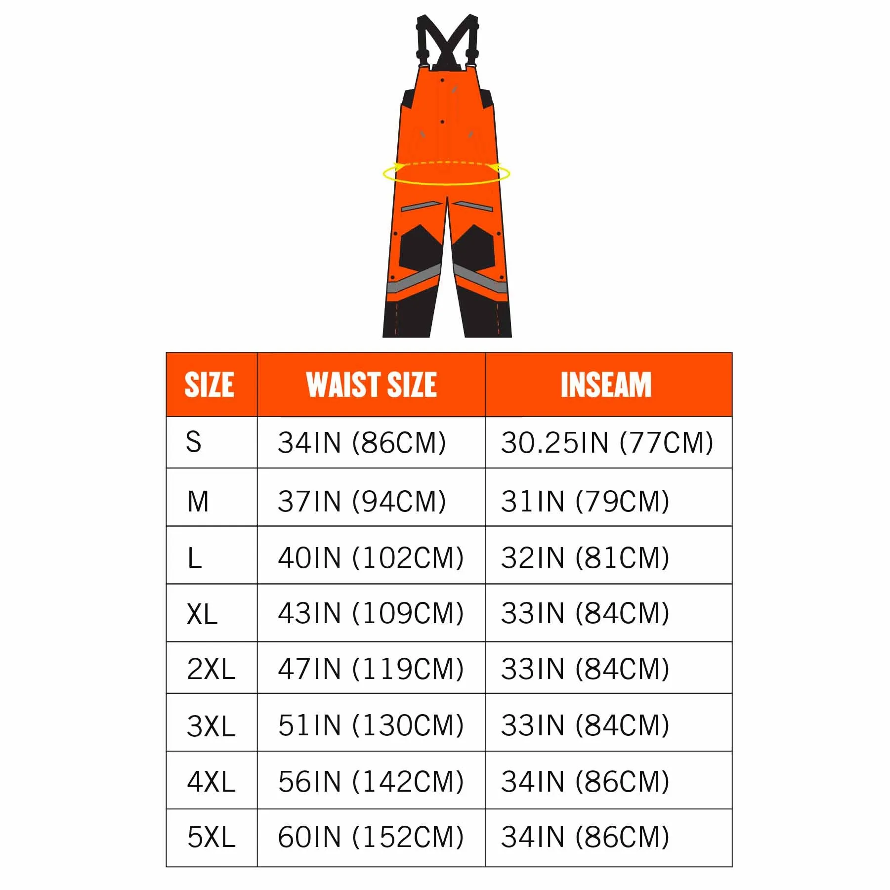 Ergodyne 25639 8928 5XL Orange Class E Hi-Vis Insulated Bibs