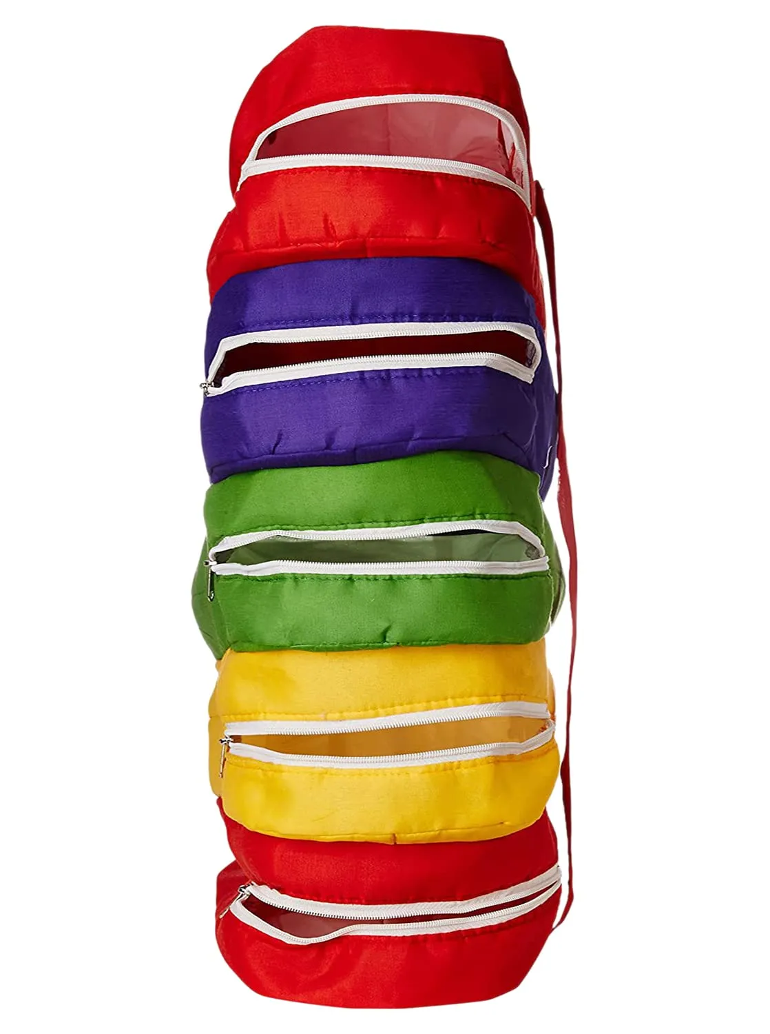 Kuber Industries Multiuses 5-Tier Hanging Cotton Shoe Organizer, Cover, Protector, Travelling Kit (Multicolour), (49KM0475)