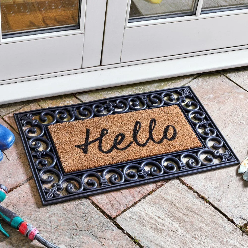 Outside In 53cm Hello Coir Doormat Insert