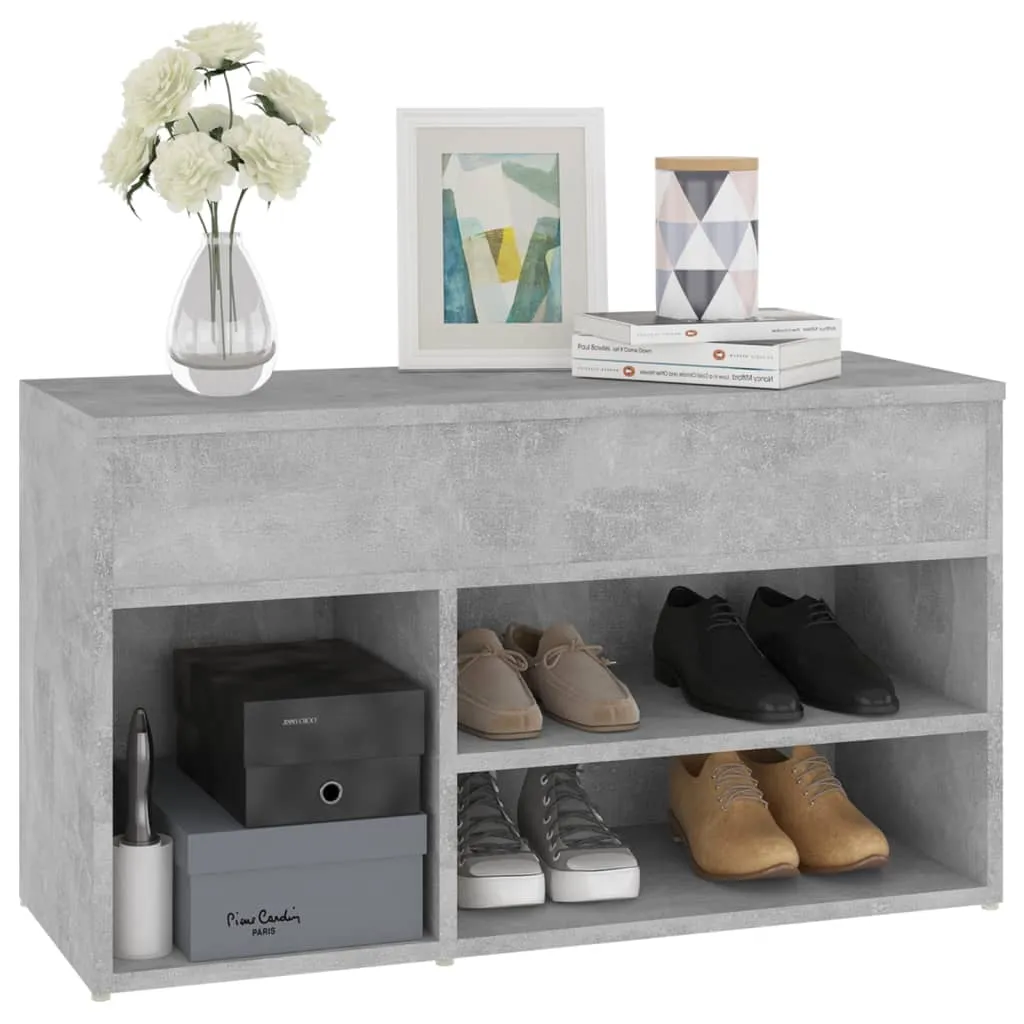 Shoe Bench Concrete Grey 80x30x45 cm Chipboard