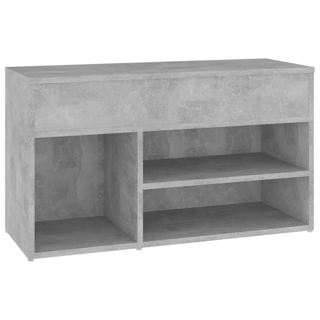 Shoe Bench Concrete Grey 80x30x45 cm Chipboard