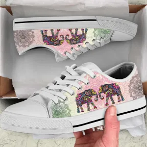 Stunning Elephant Mandala Flower Canvas Print Shoes, Animal Print Canvas Shoes, Print On Canvas Shoes