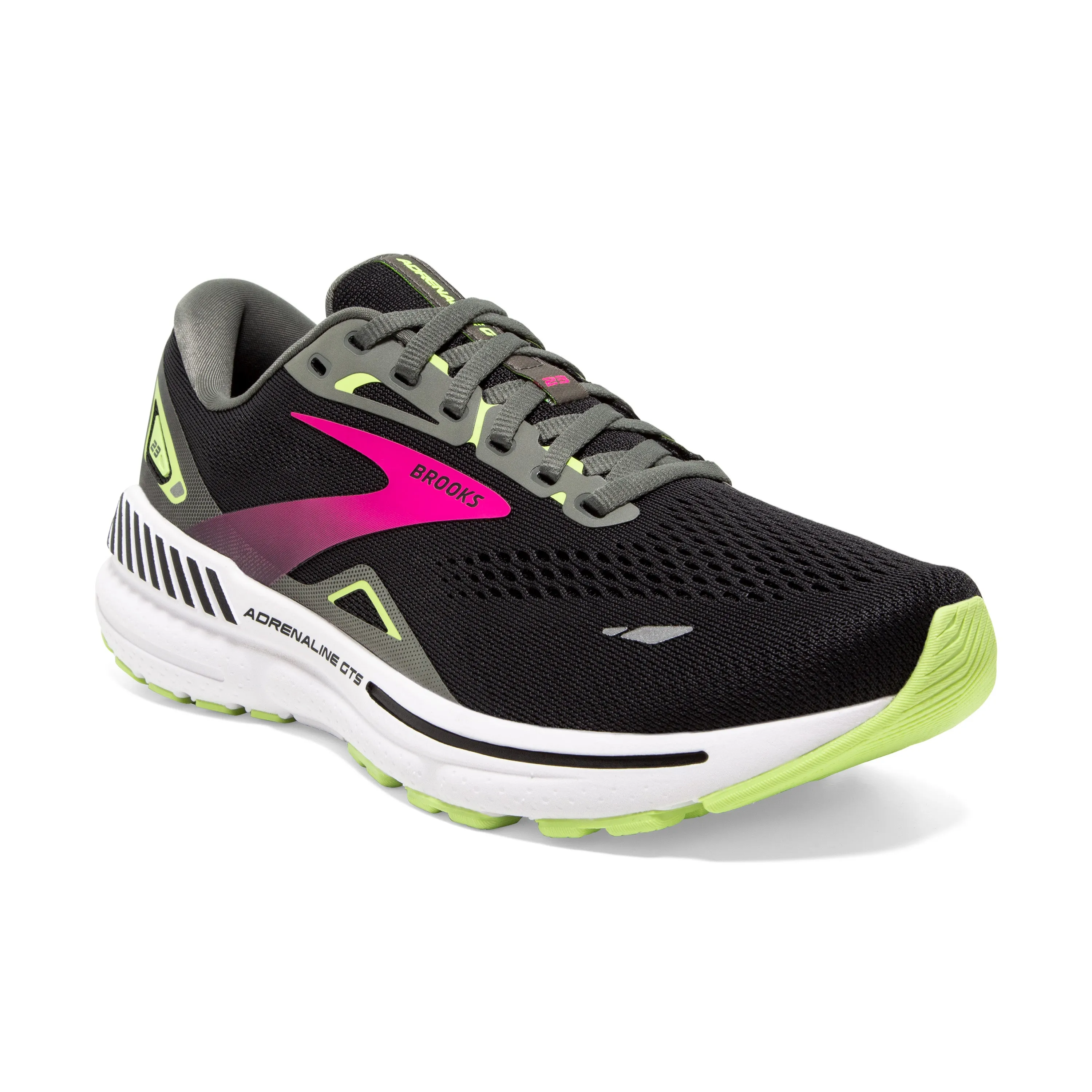 Women's Brooks Adrenaline GTS 23 1203811B037 Color: Black/Gunmetal/Sharp Green